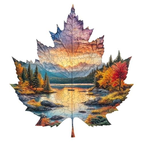 AEEKDOOK Wooden Puzzles for Adults Maple Sunset Wood Puzzles Adult Unique Animal Shape Wooden Jigsaw Puzzle for Adults Birthday Gifts for Puzzle Lovers Family 114 106in 200 Pieces