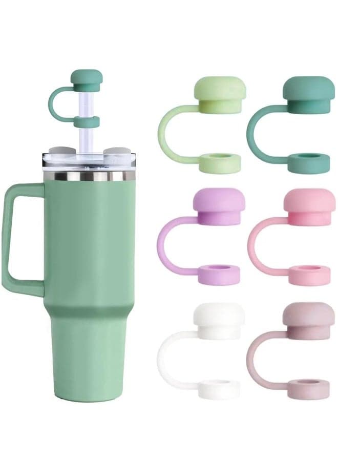 6 PCS Silicone Straw Topper Compatible for Stanley with Handle Dust-Proof Drinking Straw Reusable Straw Tips Lids