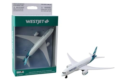 Daron Toy Airplane WestJet Airlines DieCast Metal Model Airplane Toy with Plastic Parts for Kids Ages 3