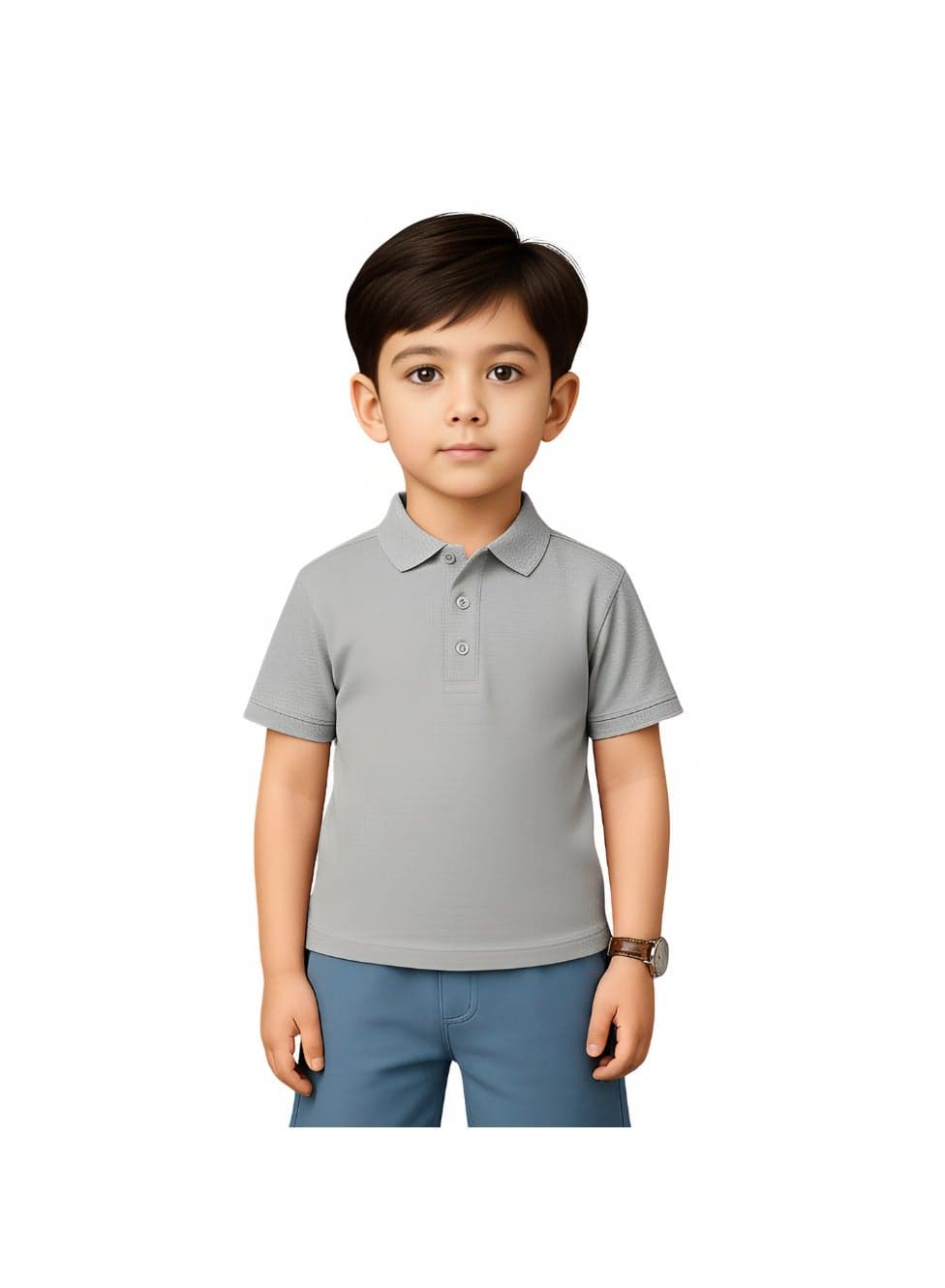 Basic Unisex Kids polo T-shirt 230 GSM (Light Grey) — 7 TO 8 YEARS