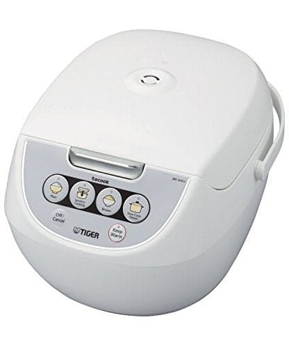 TIGER JBVA10U 55Cup Uncooked Micom Rice Cooker and Warmer with Tacook Food Steamer Cooking Tray Technology White