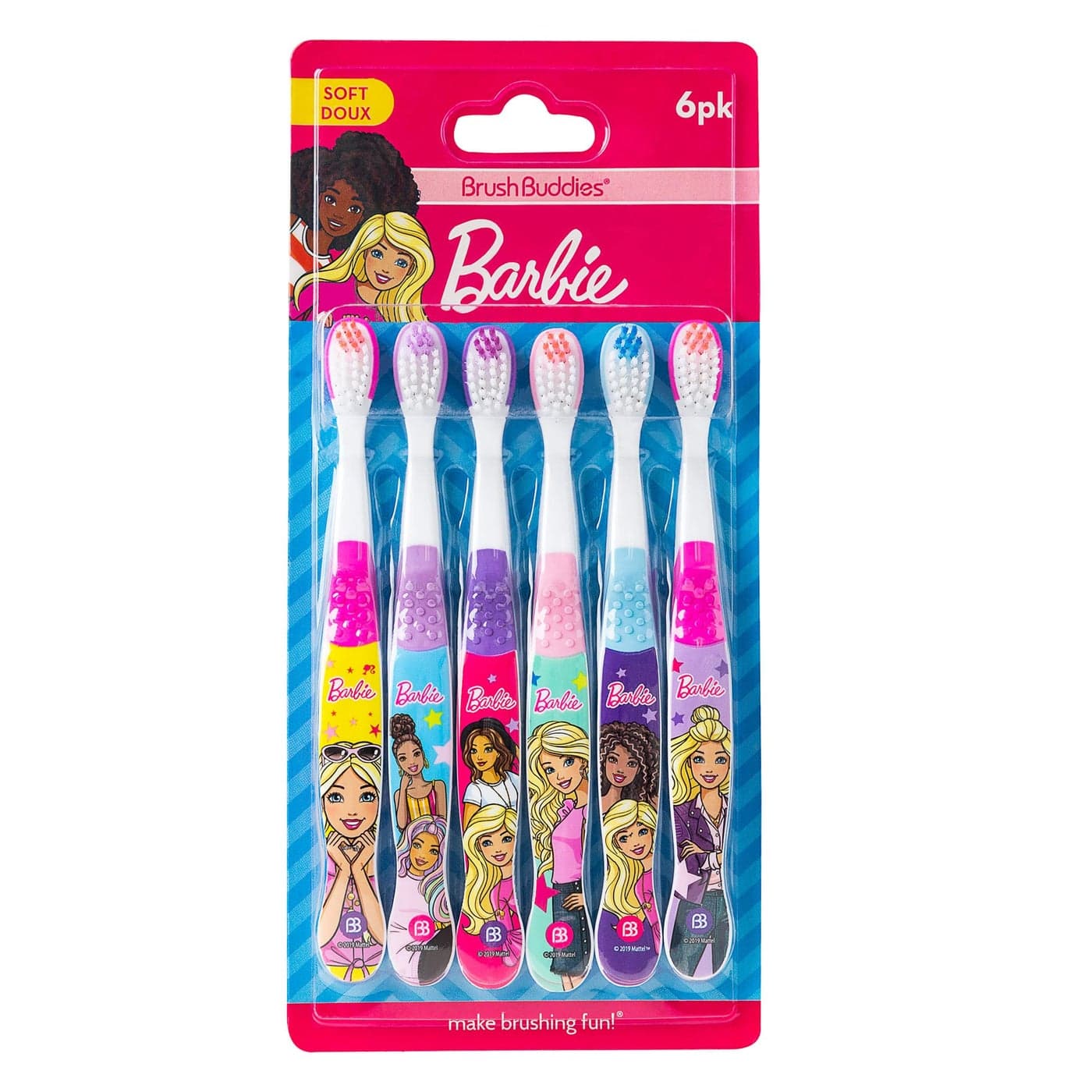 Brush Buddies 6 Pack Barbie Toothbrushes for Kids Childrens Toothbrushes Soft Bristle Toothbrushes for Kids