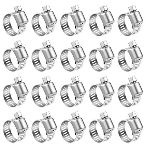 LOKMAN 20 Pack Stainless Steel Hose Clamp Adjustable 3/8'' - 5/8'' (10-16mm) Worm Gear Hose Clamp, Metal Fuel Line Pipe Clamp for Plumbing, Automotive And Mechanical Application