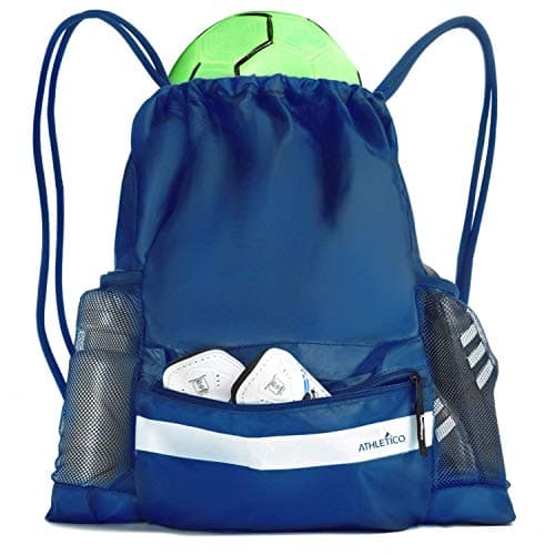 Athletico Drawstring Soccer Bag - Soccer Backpack For Boys or Girls Can Also Carry Basketball or Volleyball (Blue)