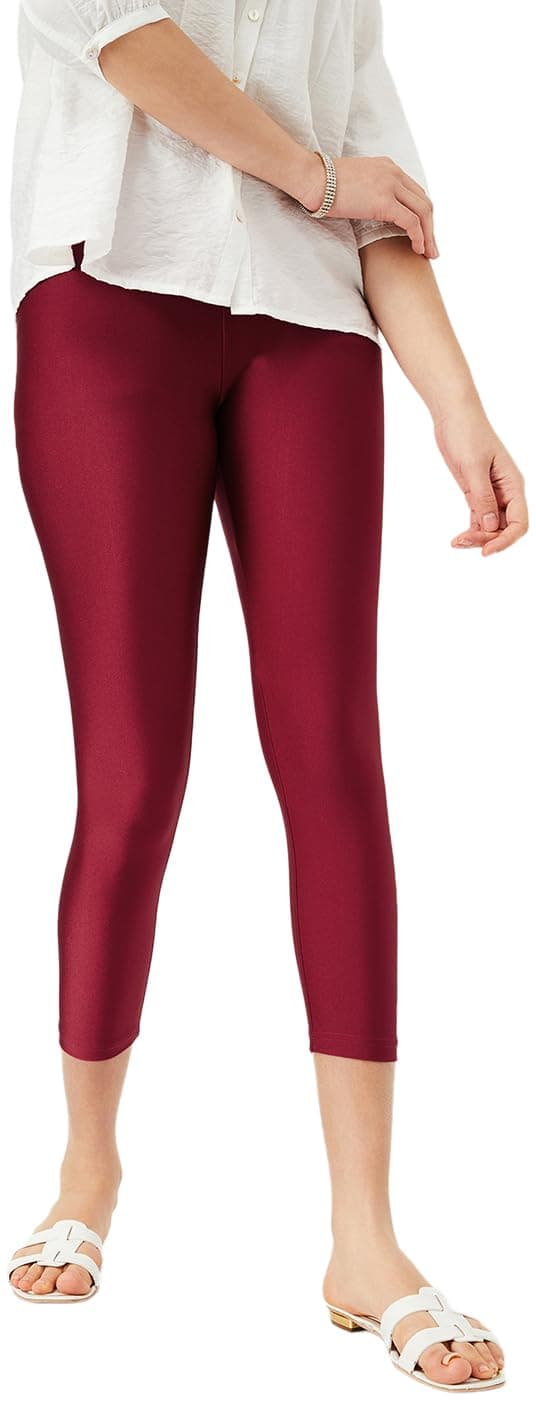 Max Women Shimmer Ankle-Length Leggings (Magenta_M)