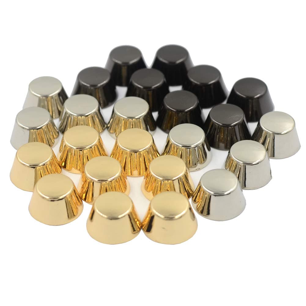 DGOL 30 Sets Mini Small Metal Flat Head Stud Purse Feet Spike Screw Back Purse Luggage Foot Nails Rivets Bottom Brads Include 3 Color