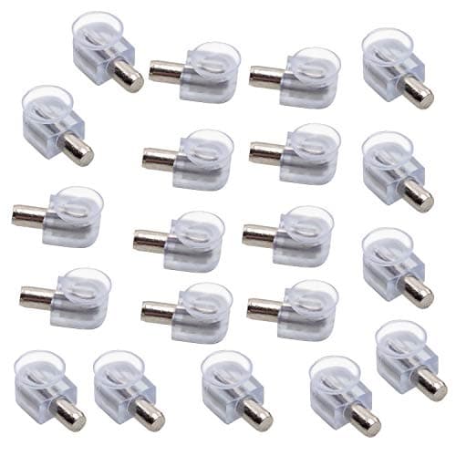 20 Clear-Blue Suction Cup Holders - 5.85mm Diameter Glass Shelf Support Pin, Long Pin Style 5.85 x 10.6mm
