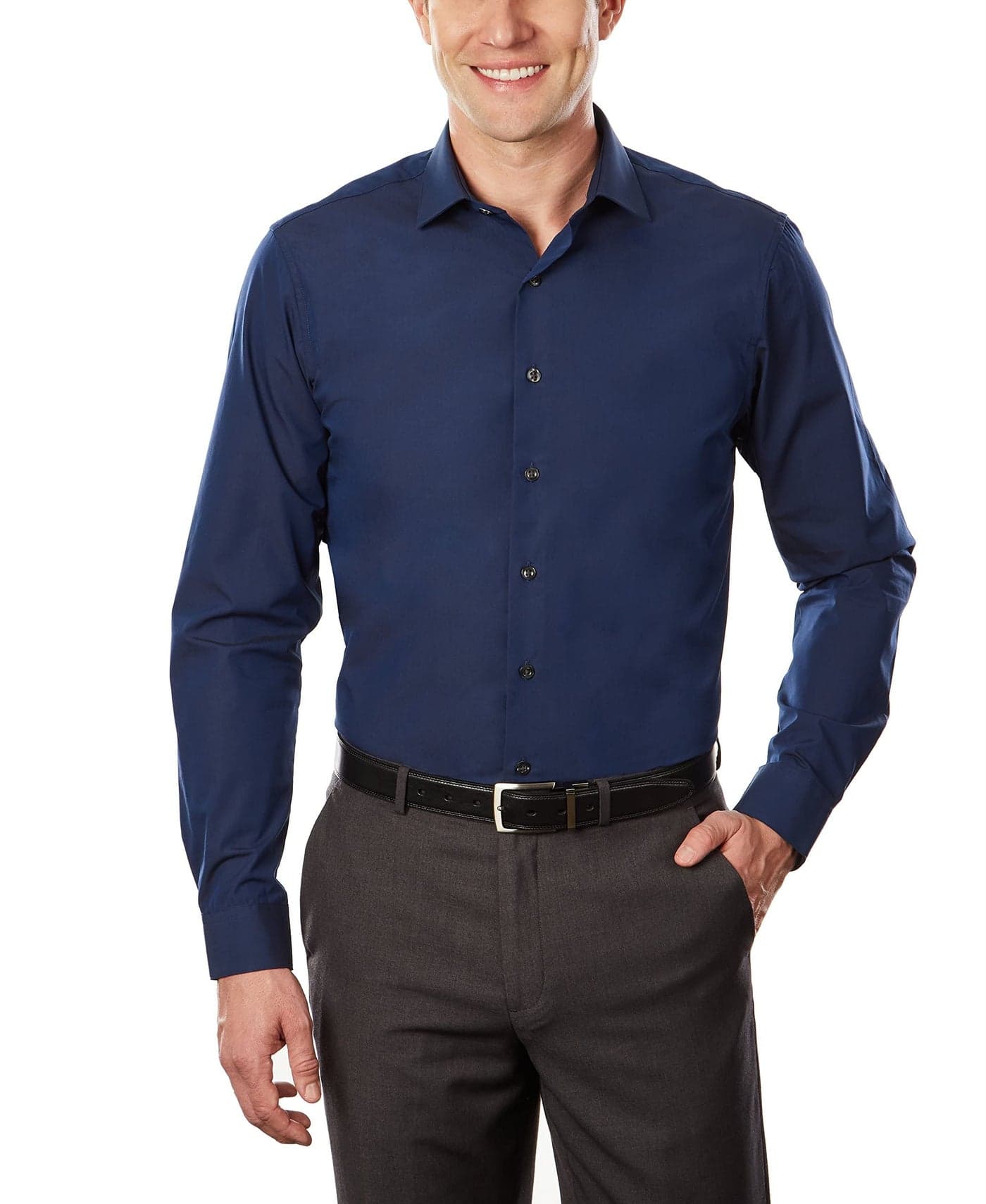 Unlisted by Kenneth Cole mens Slim Fit Solid Dress Shirt, Medium Blue, 17 -17.5 Neck 34 -35 Sleeve X-Large US