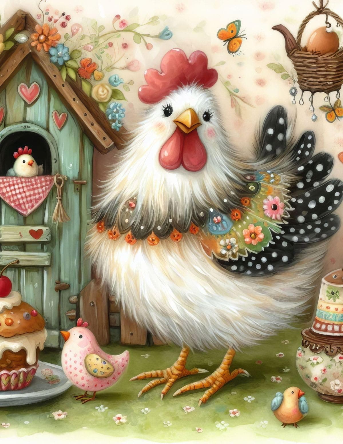 Amshem Beautiful Chicken Diamond Painting Kits for Adults,5D DIY Hen Diamond Art Painting Kits,Crystal Gem Art Diamond Dots for Adults for Home Wall Decor 12x16inch