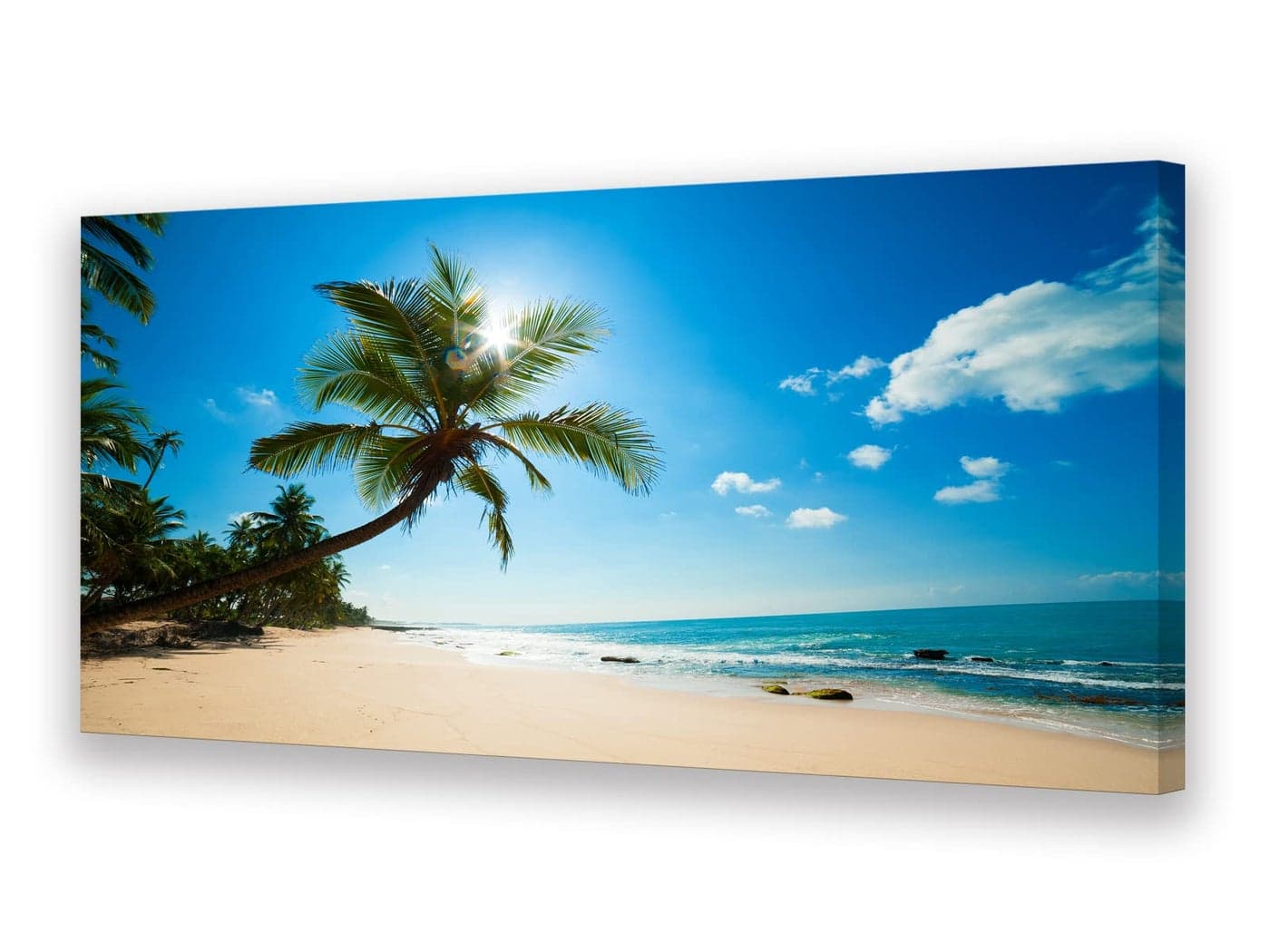 Muolunna ARX0662 Large Canvas Wall Art Summer Ocean Waves Prints Coconut Trees Beach Seascape Painting Hawaii Sea Nature Pictures Stretched and Framed for Living Room Home Office Wall Decor Artwork