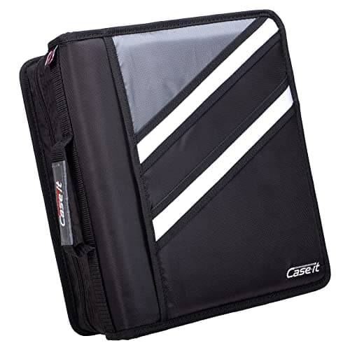 Case-it The Z Shape Zipper Binder - Two Binders in One - Double Sided 1.5 Inch D-Ring - Multiple Pockets - 500 Page Capacity - Comes with Shoulder Strap, Jet Black Z-176