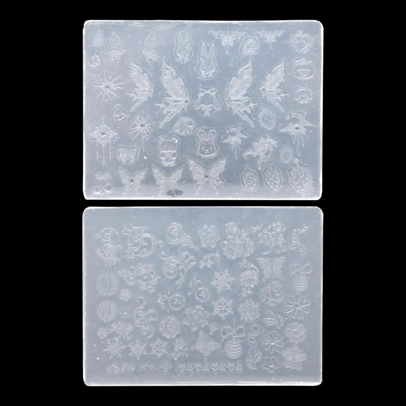 yueton 2Pack Flower Butterfly Nail Art Silicone Molds Cute Cartoon Nail Sticker Molds Decor Tool