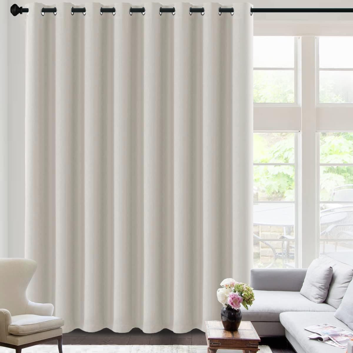 HVERSAILTEX Blackout Curtains for Sliding Glass Door Room Divider Curtains Noise Reduce Curtain Panel Portable Window Screen Sliding Partition W120 x L96 inches8 Tall by 10 Wide IvoryCream