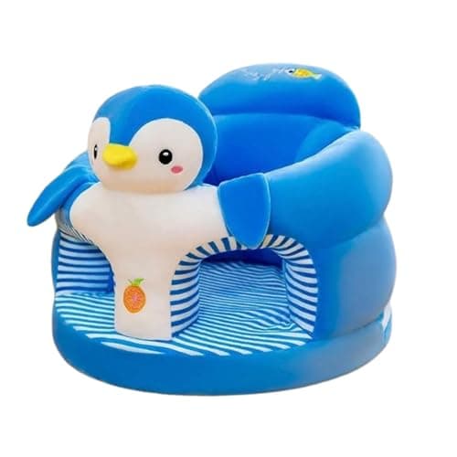Vedartah Plush Super Soft Baby Sofa Seat| Toddlers Support Sofa Seater for 0-2 Years Baby (Penguin- Blue)