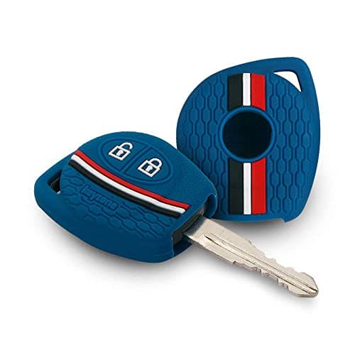 Keyzone Striped Silicone Key Cover for Suzuki Jimny,Fronx,Swift,Dzire,Baleno,Eritga,Grand Vitara,Brezza,e-Vitara,Ciaz,WagonR,Alto,Scross,Ignis 2B Remote Key(Blue)