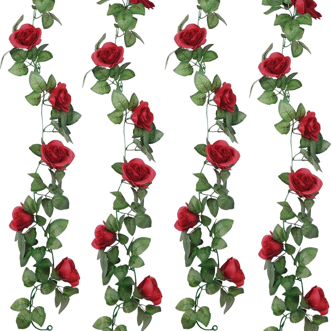 Syhood Artificial Rose Garlands Rose Vines Leaves Banners Hanging Fake Floral Garland Flower Vine for Wedding Arch Ceremony Home Garden Outdoor Party Wall Decorations 144 ftWine Red2 Pieces
