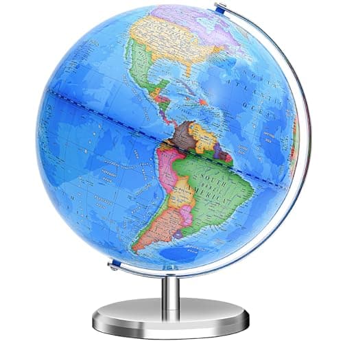 World Globe for Children and Adults 12 inch Educational Spinning Earth Map with Stand SelfAssembled Interactive World Globes for Kids Learning Classroom Students Desk Room and Office Decor