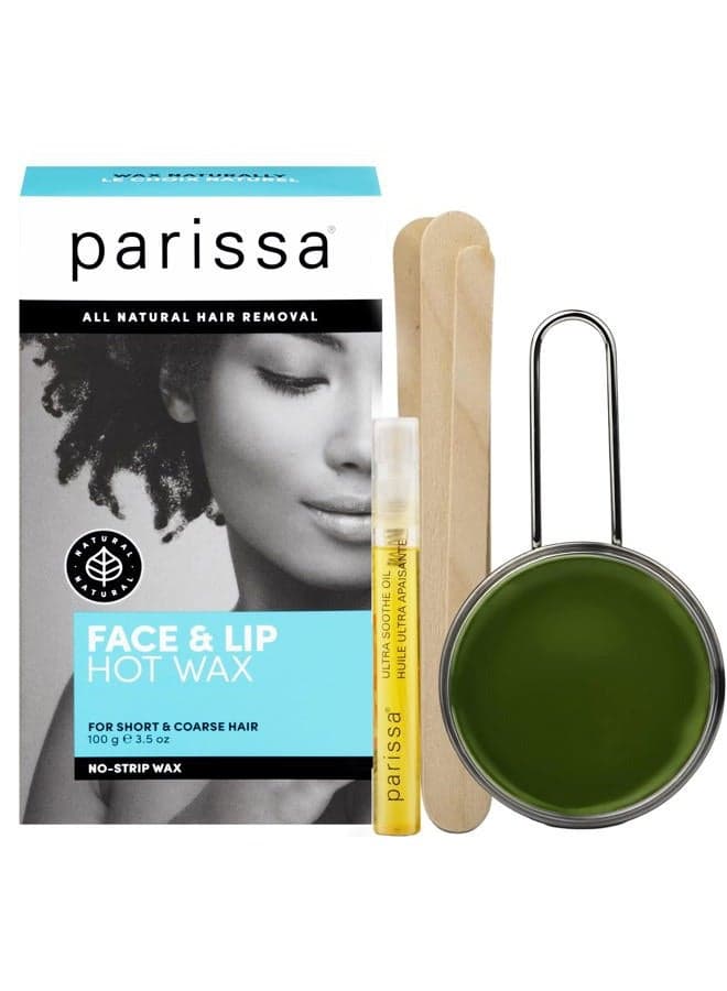 No-Strip Face & Lip Hot Wax Kit for Short & Coarse Hair Removal At-Home Waxing Kit on Face, Chin, and Upper Lip, Blue