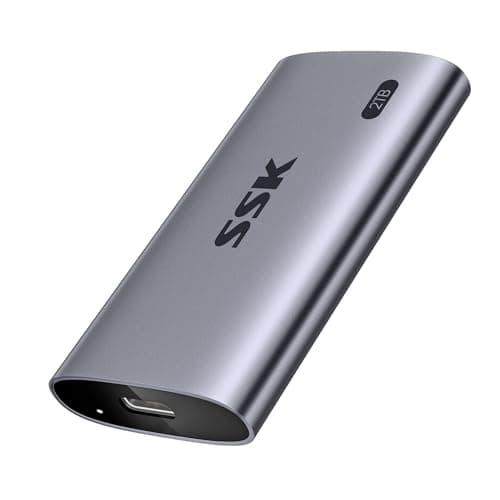 SSK Portable SSD 2TB, up to 2000MB/s External Solid State Drives, USB 3.2 Gen2X2 NVMe SSD External Hard Drive, Ultra Low Power for iPhone 15/ MacBook/Pro/OTG Phone/Laptops