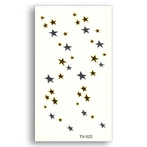 3D Temporary Tattoo Golden And Silver Metallic Sticker Stars Design Size 10.5x6CM - 1PC.
