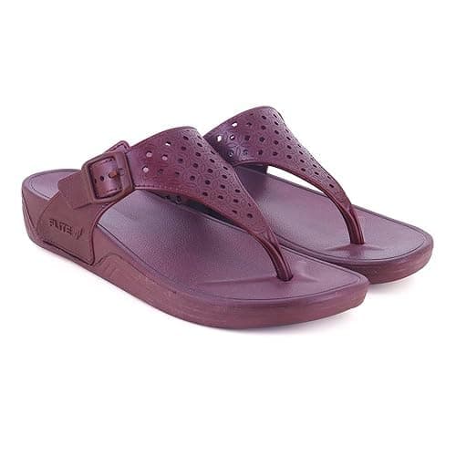 FLITE Women's Flip Flops FL-430 | Comfortable Lightweigh EVA Slippers for Home & Outdoor Use (Wine, UK Footwear Size System, Adult, Women, Numeric, Medium, 5)