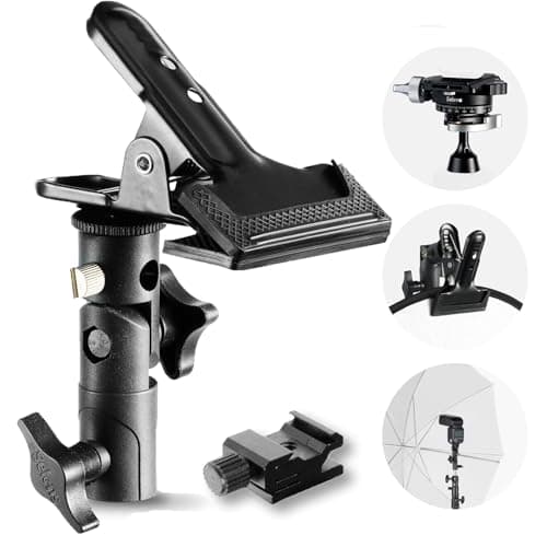 Selens Photography Reflector Clamp Holder Speedlite Hot Shoe Bracket with 1/4" & 3/8" Screw Mount with Photo Studio Light Stand, Lighting Umbrella Reflector