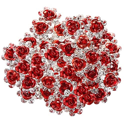 BETITETO 40 Pcs U-Shaped Flower Rhinestone Hair Pins Crystal Hair Accessories for Bridal Wedding Party Girls' Sweet Sixteen (Red)