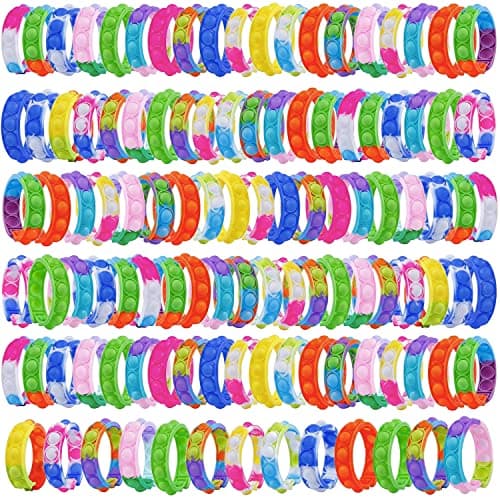 110Pcs Pop Bracelet Fidget Toy Wearable Fidget Bracelets Push Poping Bubble Sensory Toys Stress Relief Finger Press Silicone Wristband for Kids and Adults ADHD ADD Autism Anxiety