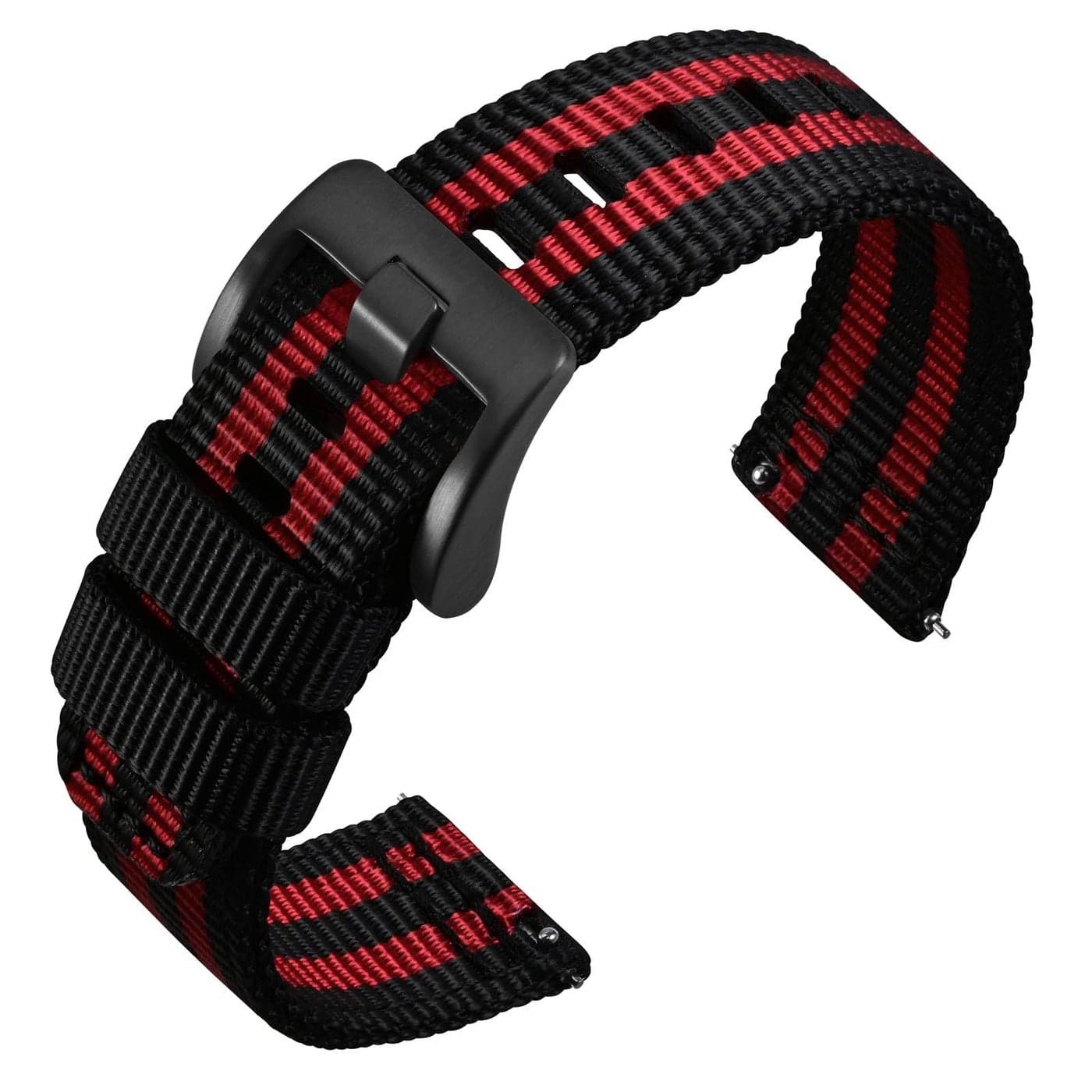 ANNEFIT Quick Release Watch Bands 18mm Military Nylon Watch Strap for Men Heavy Duty Stainless Steel Brushed Black Buckle BlackRed
