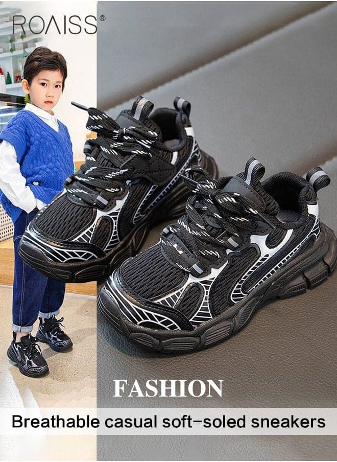 Kids Stylish Sneakers, Lightweight Breathable Hiking Shoes for Kids, Lace up Non Slip Sports Shoes, Shock Absorbing Athletic Shoes with Soft Lining, Suitable for Daily Wear and Outdoor Activities