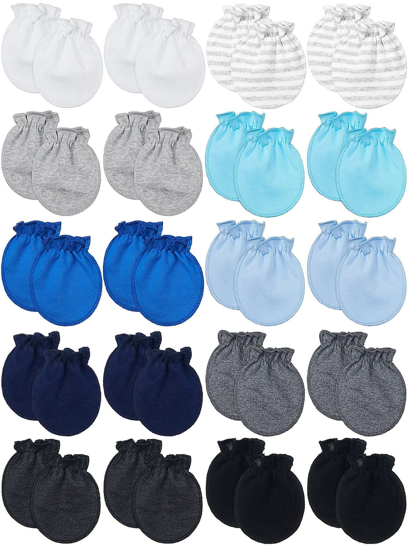 20 Pairs Newborn Baby Boys Girls Mittens 06 Months Infant Toddler Mittens No Scratch Solid Color Gloves Dark Color
