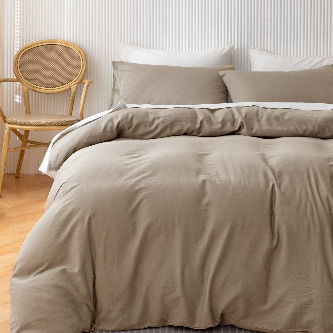 HeimenAogo Egyptian Cotton Duvet Cover Set King Ultra Soft and Breathable Comforter Cover with Zipper Closure High Thread Count Long Staple Cotton Blanket Cover 3pcs 10490 OxfordTan