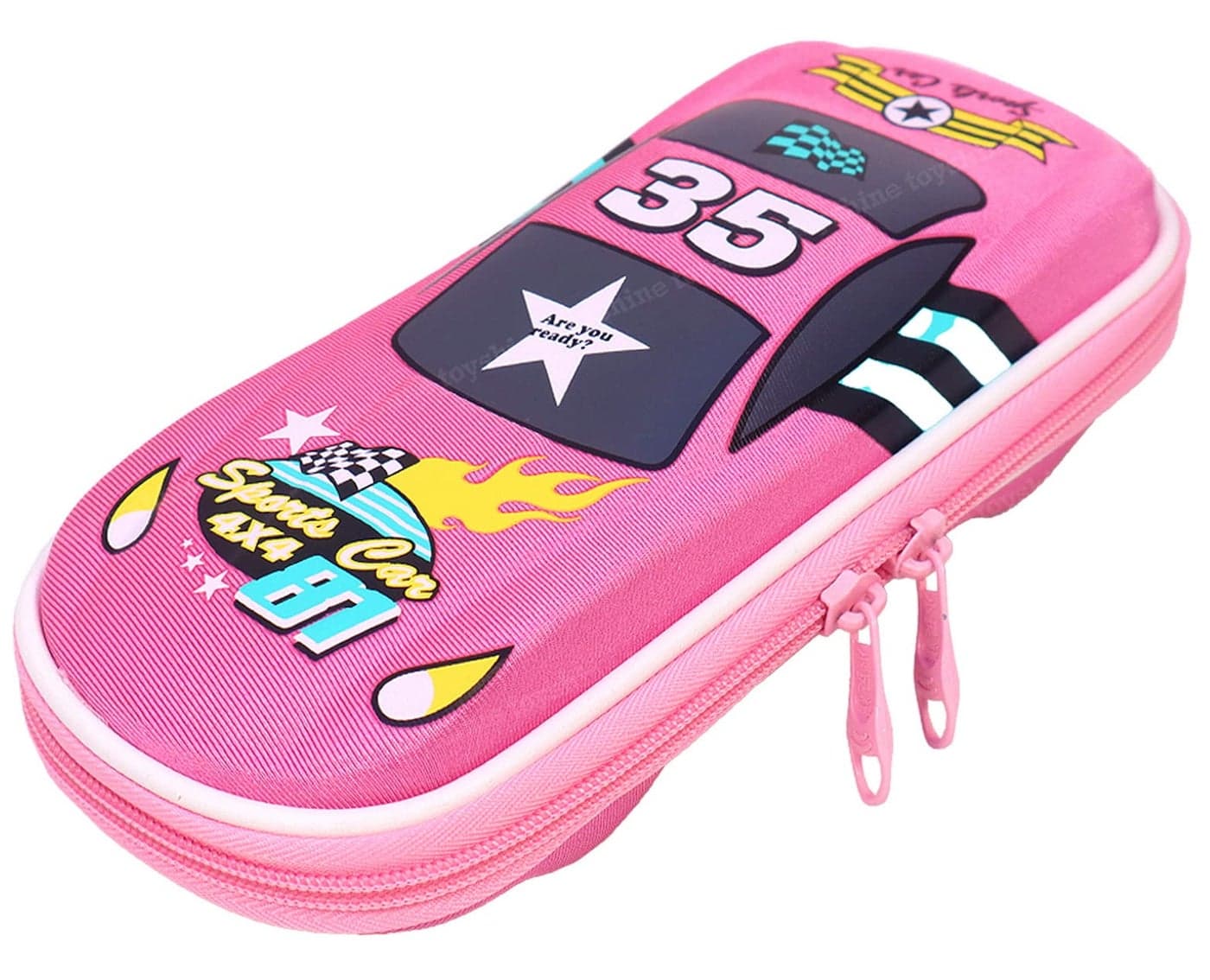 Toyshine Ethylene Vinyl Acetate (Eva) Formula Car Hardtop Pencil Case With Compartments, Kids Large Capacity School Supply Organizer Students Stationery Box, Girls Boys Pen Pouch (Pink)