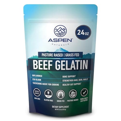 ASPEN NATURALS Beef Gelatin Powder Unflavored 24 Oz Grass Fed PastureRaised NonGMO GlutenFree PaleoFriendly Premium Culinary Gelatin Cooking Baking Gummies Marshmallows More
