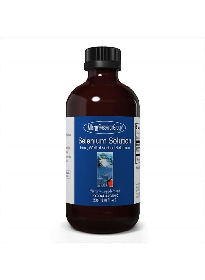 Selenium Solution - Well-Absorbed Selenium Liquid, Pure Sodium Selenite, Thyroid Support, Antioxidants, 100 mcg Supplement, Hypoallergenic - 8 Fl Oz