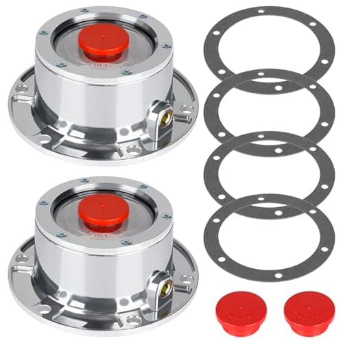 CheeMuii 343-4009 Trailer Hub Cap 2 PCS 3434009 Aluminum Hubcaps for Trailer Axle with Extra 2 PCS Rubber Plugs and Gaskets Replaces Stemco 343-4009