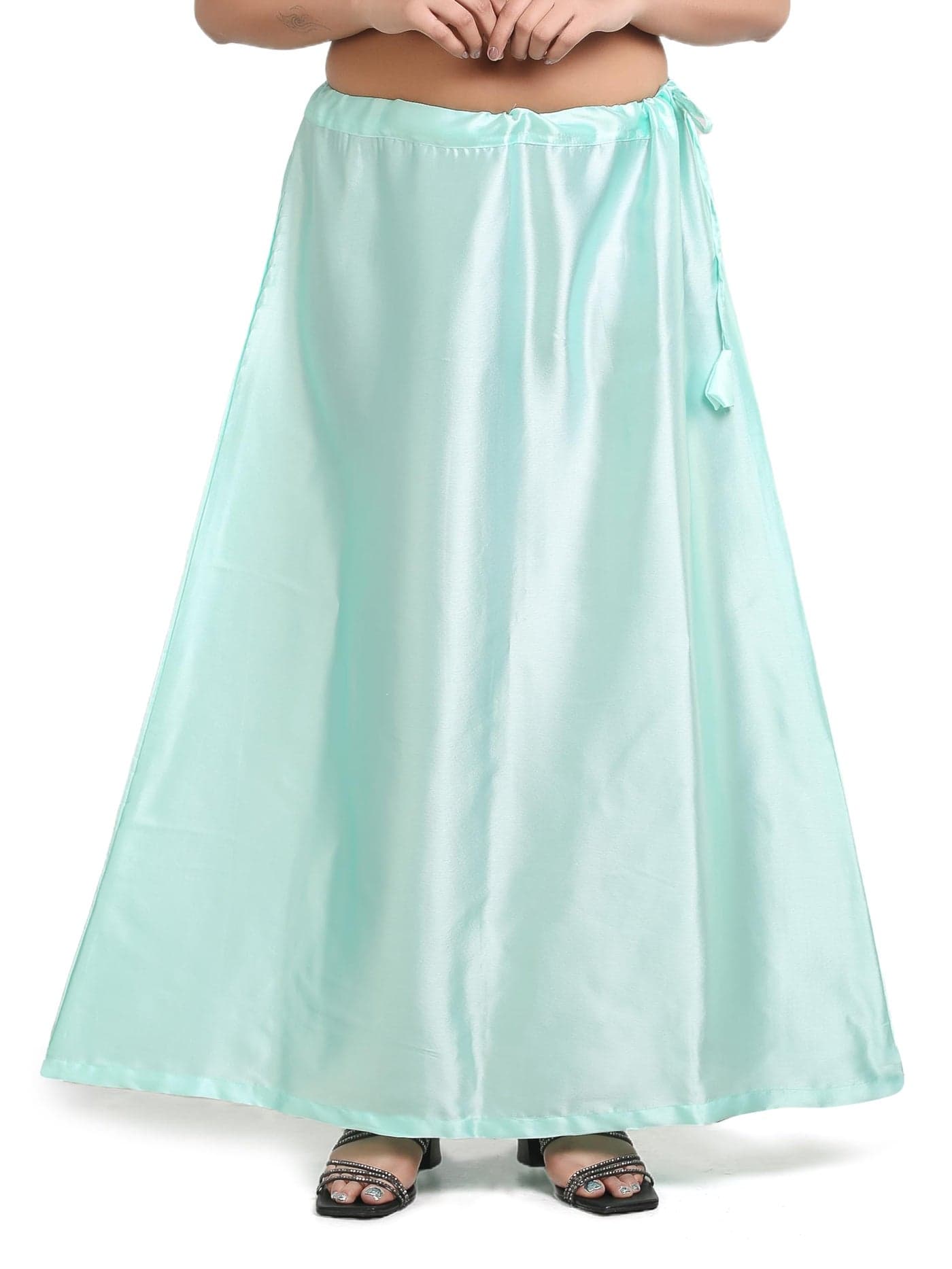 Madhu Fashion Women's Satin Saree Petticoat Saree Underskirt (Pista Green, L)