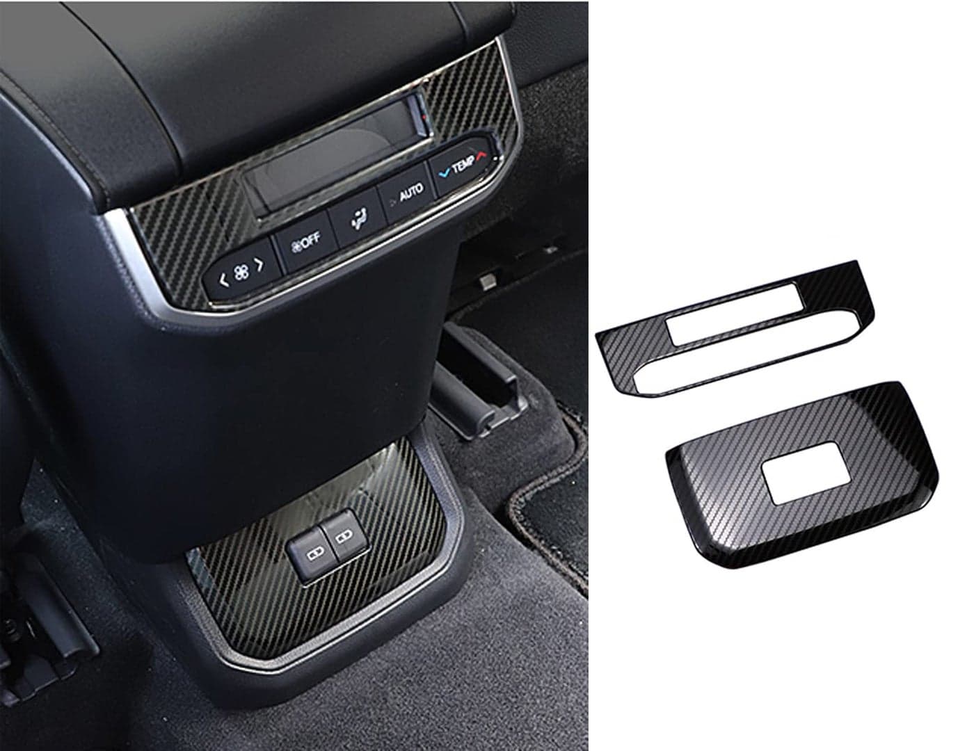 KELEIMAI Car Accessories Fit for Toyota Highlander 20202023 2024 2025 Interior Rear USB Air Outlet Decorative Cover Trim Carbon Fiber Style Stainless Steel 2 PCS