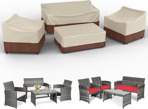 Gasadar Outdoor Furniture Cover Waterproof Patio Furniture Set Covers for Patio Loveseat Chair and Coffee Table Beige Brown