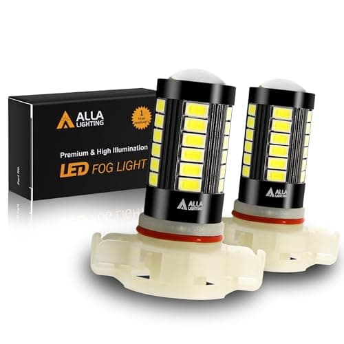 Alla Lighting Super Bright 5201 DRL PS19W 5202 LED Fog Lights Bulbs, 6000K Xenon White Replacement, 2800Lms 5730 33-SMD 12V Lamps for Cars, Trucks, SUVs, Vans