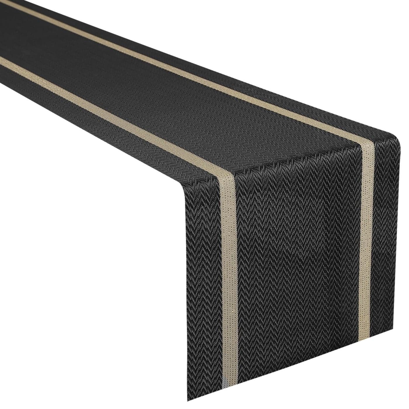 FAVE Woven Vinyl Table Runner Black Table Runner Woven with Golden Threads 72x12 Inches Wipeable Waterproof Dining Table Mats for Wedding BanquetParty Restaurant Black72x12
