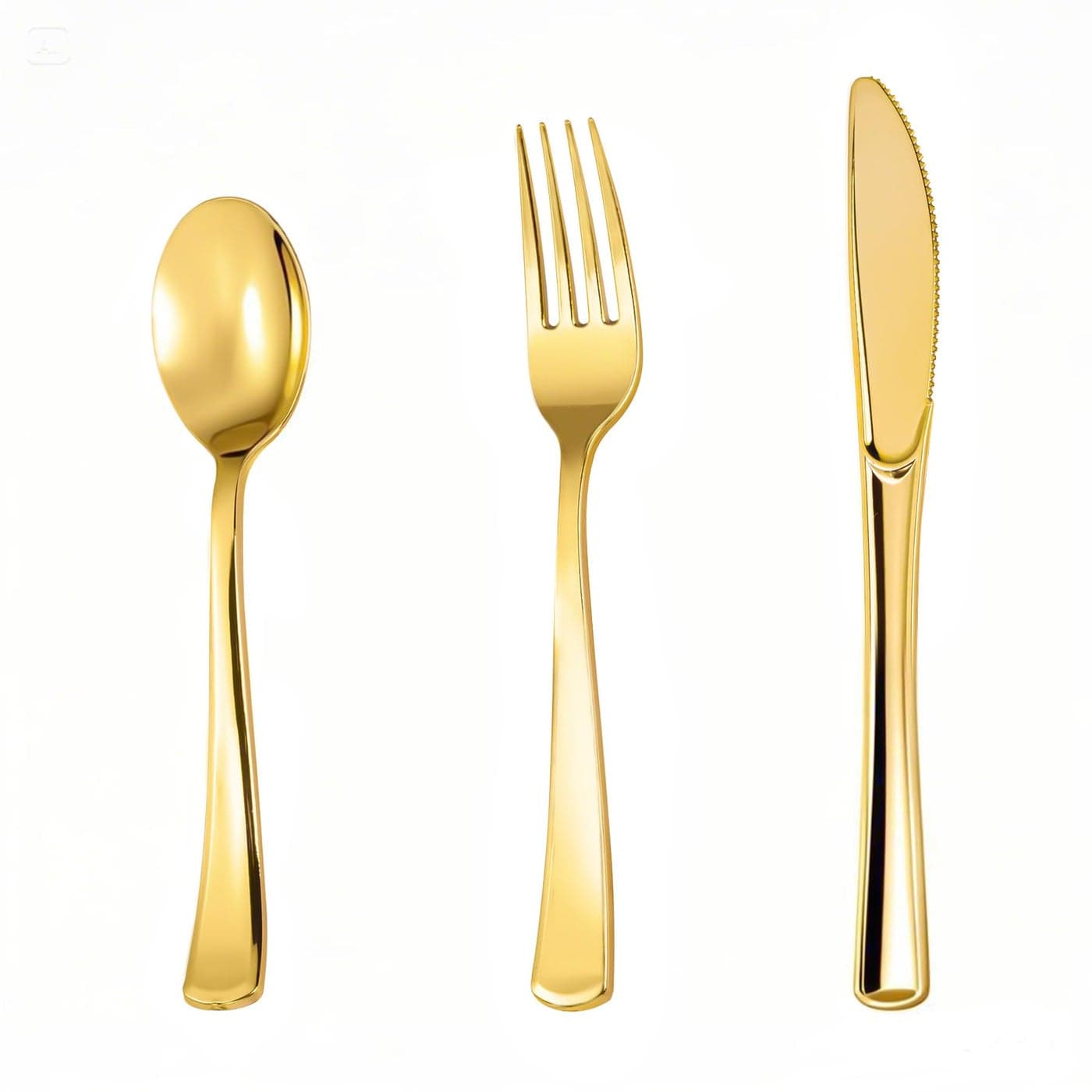 Lullaby 320pcs Gold Plastic Silverware Disposable Silverware Include 120 Forks 100 Spoons 100 Knives Gold Cutlery Set Disposable for Weddings Party and Daily Use