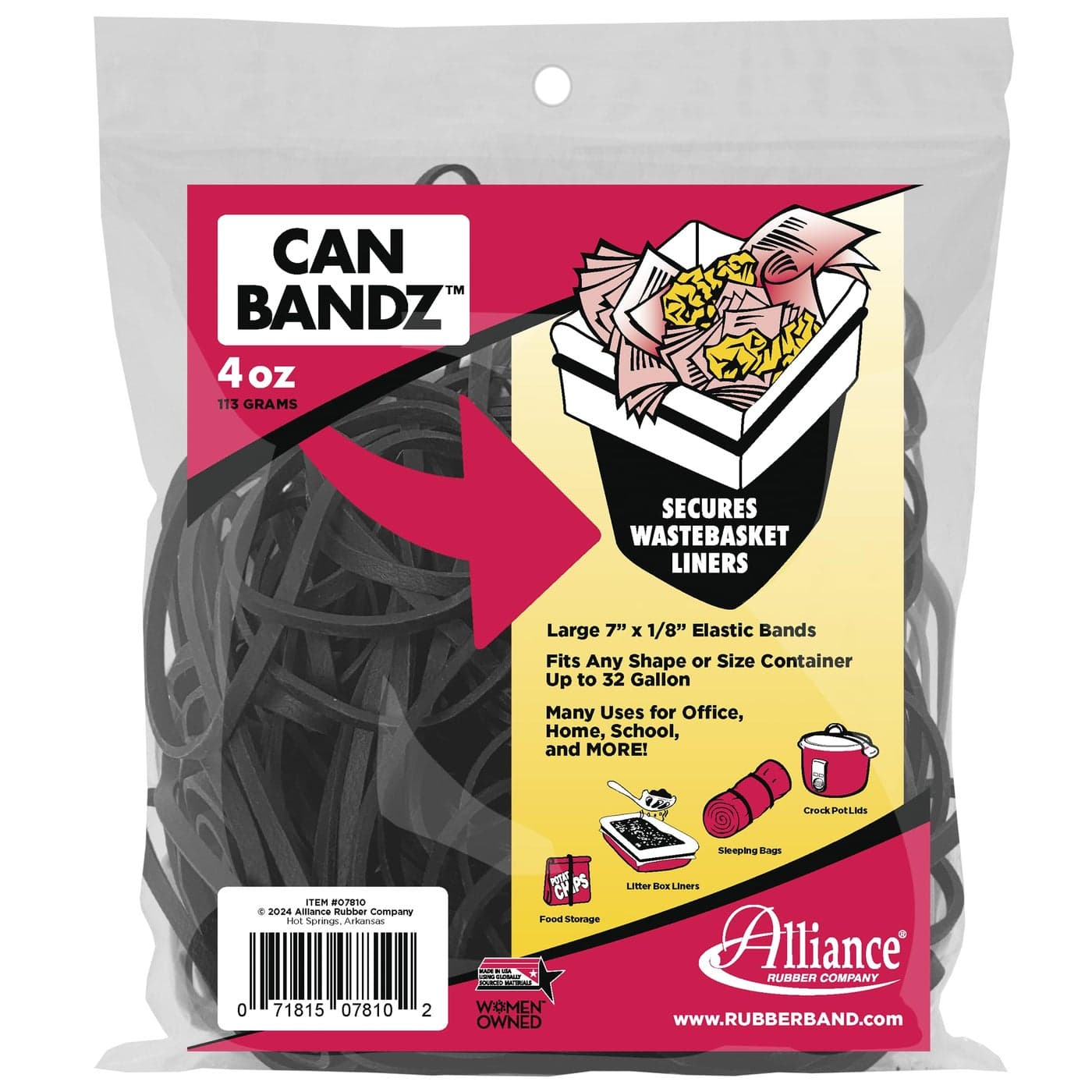 Alliance Rubber Company Inc. Can Bands 7-Inchx.12-Inch 50 Bands Black 07810, Black, 50-Count