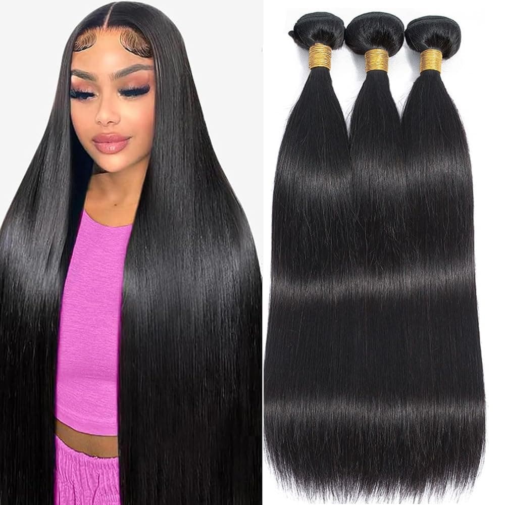 Selina Hair Straight 3 Bundles Human Hair 20 22 24 Inch Brazilian Virgin Hair 100 Human Hair 100gBundle Natural Black Color