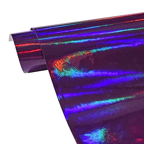 Holographic Laser Rainbow Car Vinyl Wrap Glossy Chrome Purple Self Adhesive Car Body Wrap Film, 7.87'' x 59.84''