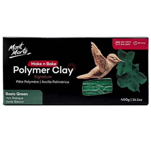 Mont Marte Make n Bake Polymer Clay Signature Basic Green 400g 141oz Block Bake in Oven Soft and Smooth Sculpting Craft DIY Dcor Jewelry