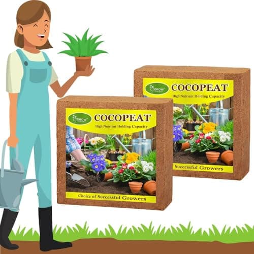 GreeNeem Grow Your Own Cocopeat Block 10kg | Expands Upto 150 litres Powder| Hydroponic Plants, Kitchen Gardening and Terrace Gardening, Indoor and Outdoor Plants | Best Alternative to red Soil-10 kg