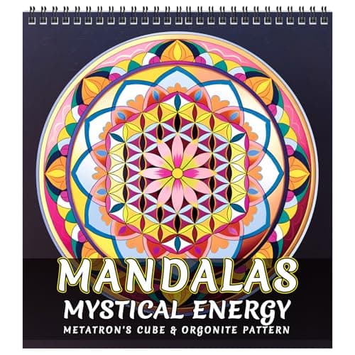FUNLAVIE Adult Coloring Book Sacred Geometry Mandala Coloring Books for Adults Relaxation and Stress Relief Featuring Flower of Life Metatrons Cube Mindfulness Orgonite Patterns Spiral Bound