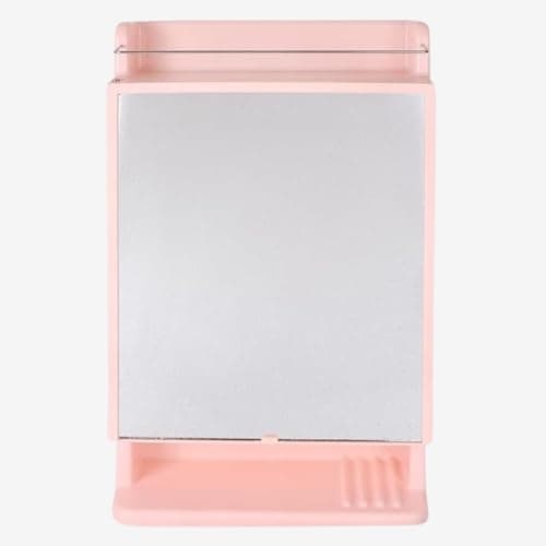 BRANCO Bathroom Cabinet with Mirror | Storage Organiser | Strong Plastic Bathroom Shelves Wall Mounted | Mirror Cabinet (Pink)