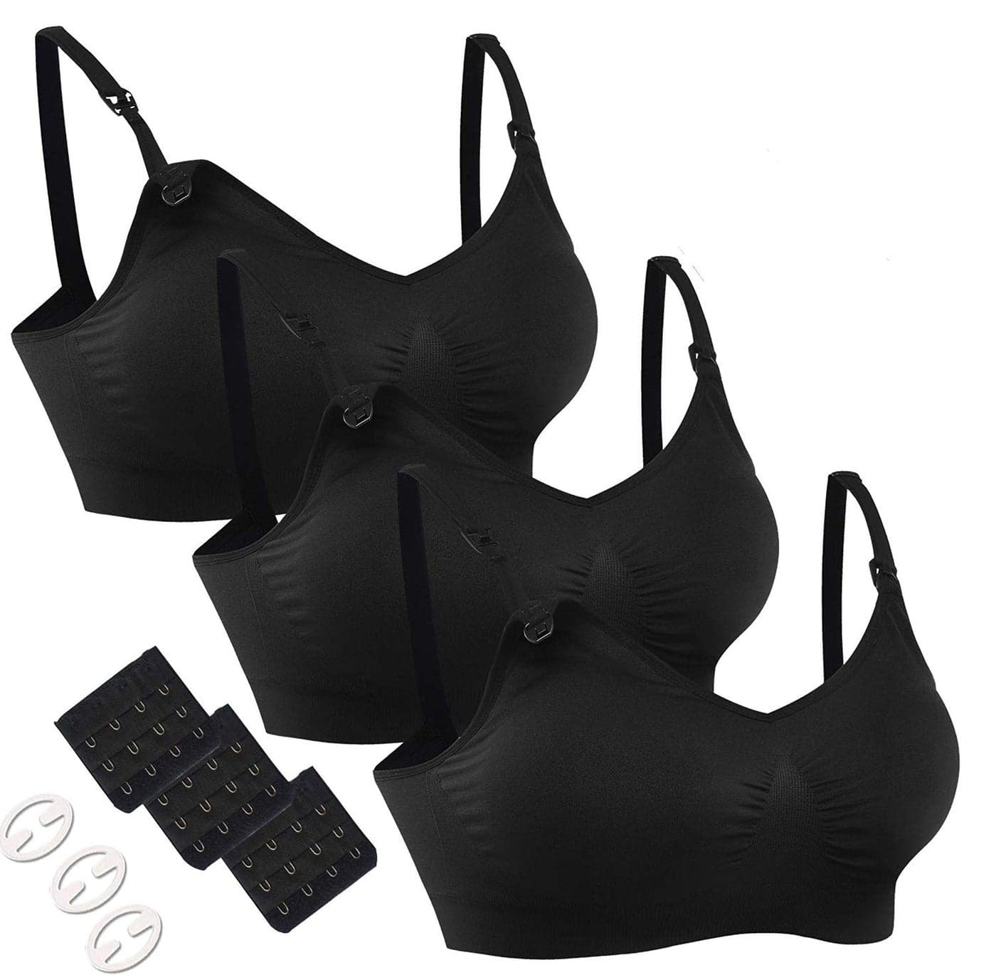 HOFISH Womens Adjustable Seamless Nursing Bra 3pcsPackblack Size XXLarge